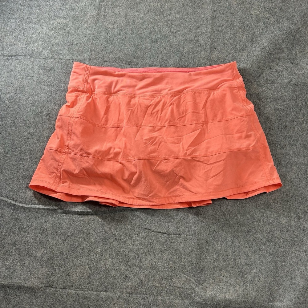 Lululemon Pace Rival Skirt Women's 12 Regular Orange Coral Pickleball Tennis Run